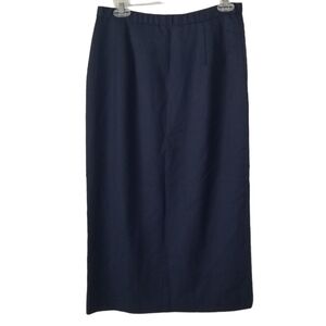 Pendleton Navy Blue Midi Pencil Skirt 100% Virgin Wool Size 12 w/ Pockets